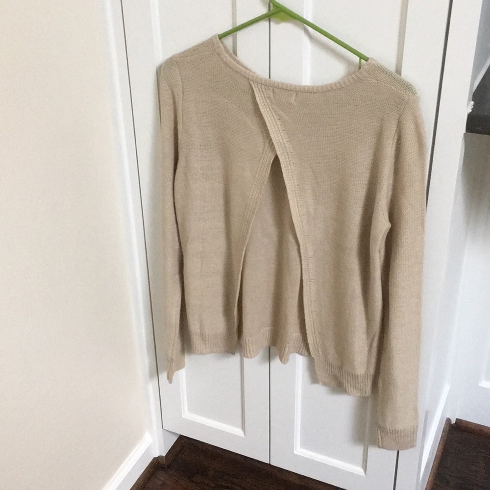 Beige open back sweater